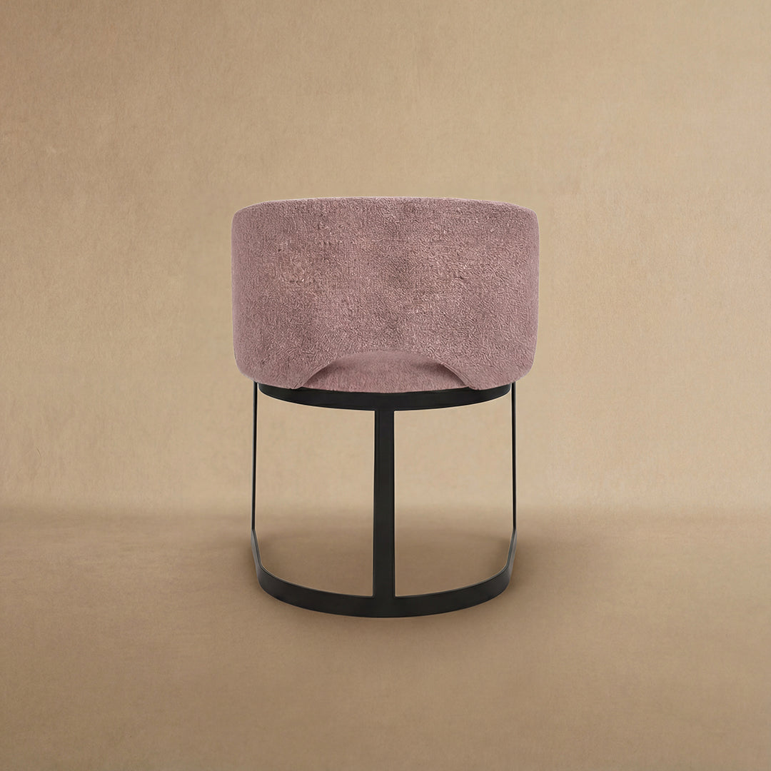 Mezzaluna Dining Chair with Upholstered Back and Metal Base