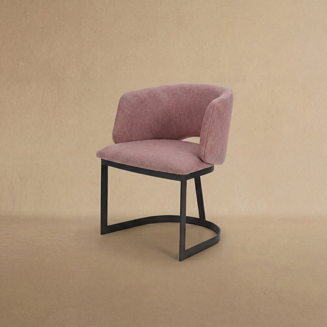 Mezzaluna Dining Chair with Upholstered Back and Metal Base