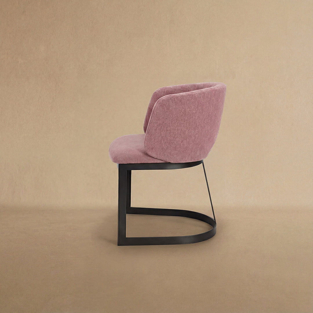 Mezzaluna Dining Chair with Upholstered Back and Metal Base