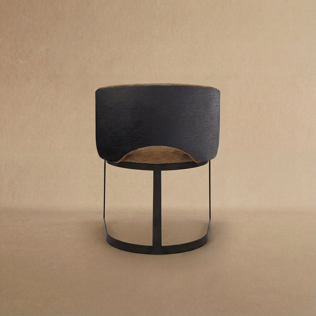 Mezzaluna Dining Chair with Veneer Back and Metal Base